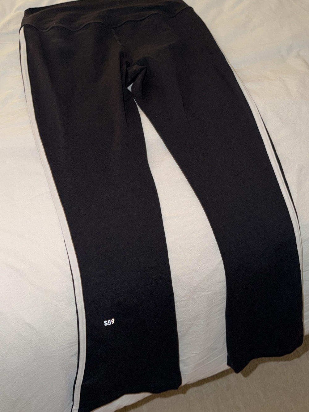 Splits59 black w white stripe 7/8 flare pants size M